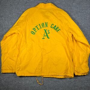 Vintage Oakland A's Style Jacket Mens Large Yellow Green Hartwell Made In USA